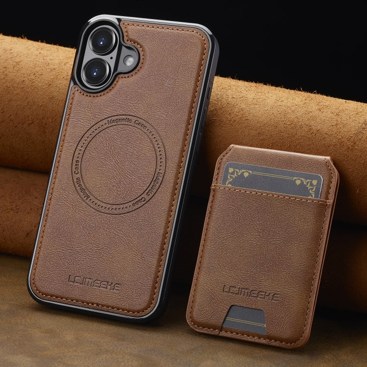 For iPhone 16 LC.IMEEKE L3 Series Detachable RFID Card Bag Magsafe Phone Case(Brown) - iPhone 16 Cases by LC.IMEEKE | Online Shopping South Africa | PMC Jewellery | Buy Now Pay Later Mobicred