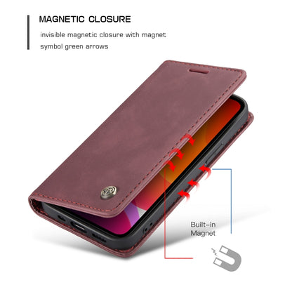 For iPhone 12 Pro Max CaseMe-013 Multifunctional Retro Frosted Horizontal Flip Leather Case with Card Slot & Holder & Wallet(Wine Red) - iPhone 12 Pro Max Cases by CaseMe | Online Shopping South Africa | PMC Jewellery | Buy Now Pay Later Mobicred