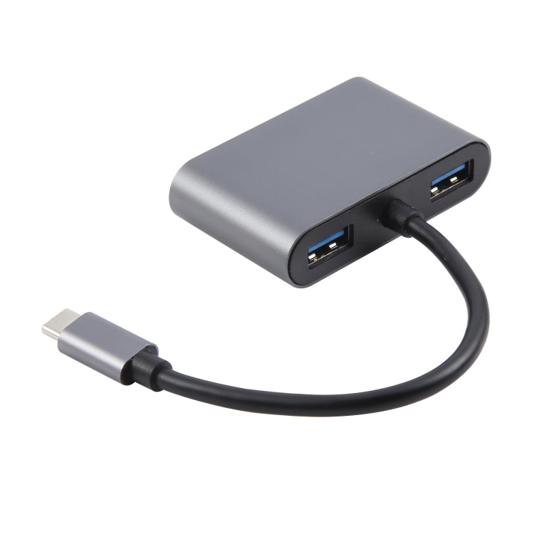 4 in 1 USB-C / Type-C 3.1 to RJ45, PD and USB x 2 Ethernet Adapter Cable(Grey) - Cable & Adapters by PMC TechLife | Online Shopping South Africa | PMC TechLife | Buy Now Pay Later Mobicred