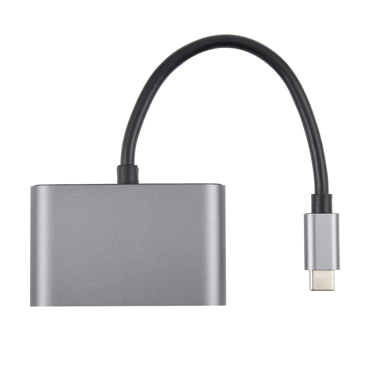 4 in 1 USB-C / Type-C 3.1 to RJ45, PD and USB x 2 Ethernet Adapter Cable(Grey) - Cable & Adapters by PMC TechLife | Online Shopping South Africa | PMC TechLife | Buy Now Pay Later Mobicred