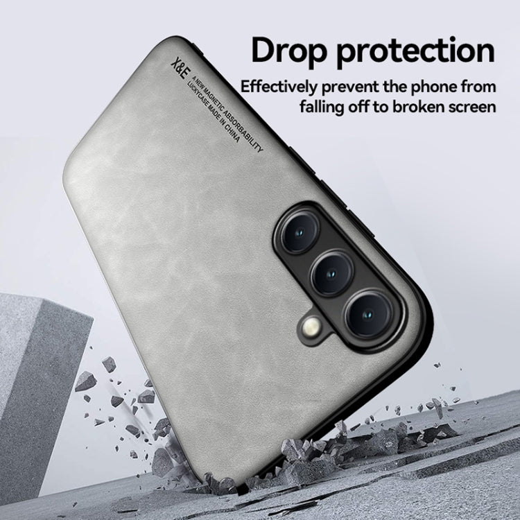 For Samsung Galaxy S25 5G Skin Feel Magnetic Leather Back Phone Case(Dark Grey) - Galaxy S25 5G Cases by PMC Jewellery | Online Shopping South Africa | PMC Jewellery | Buy Now Pay Later Mobicred