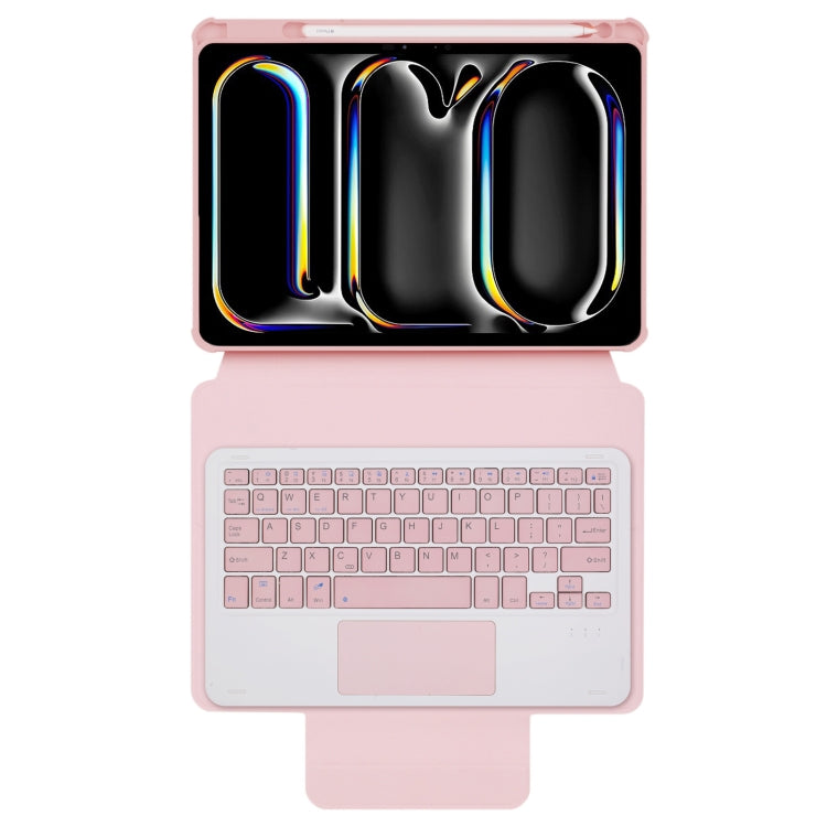 For iPad Pro 11 2024 L13-A 360 Rotation Acrylic Transparent Bluetooth Keyboard Leather Case With Touch Control(Pink) - For iPad Pro by PMC Jewellery | Online Shopping South Africa | PMC Jewellery | Buy Now Pay Later Mobicred