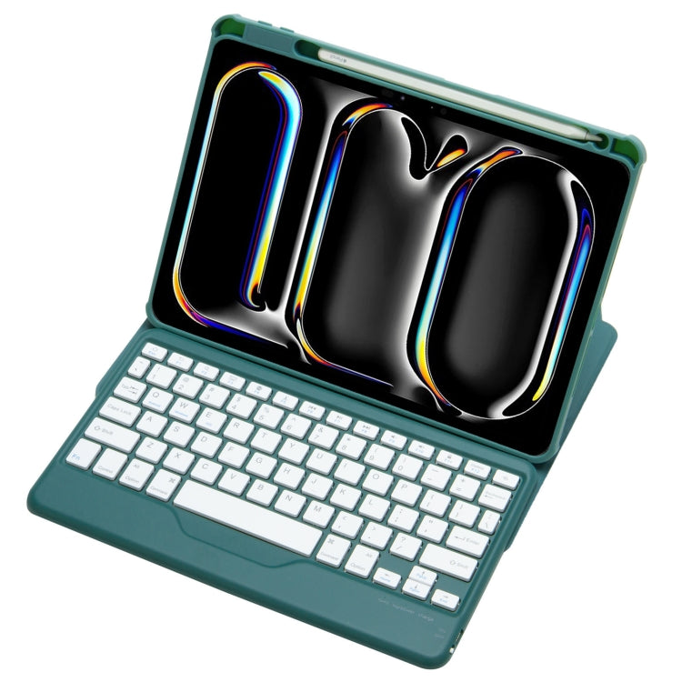 For iPad Pro 11 2024 L13-B 360 Rotation Acrylic Transparent Bluetooth Keyboard Leather Case(Green) - For iPad Pro by PMC Jewellery | Online Shopping South Africa | PMC Jewellery | Buy Now Pay Later Mobicred