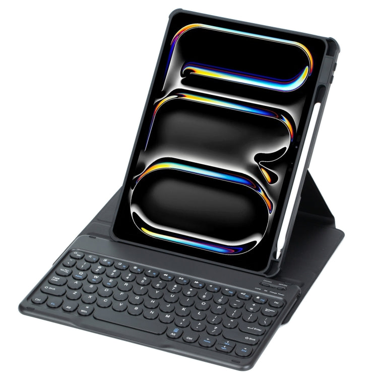 For iPad Pro 11 2024 YL13 360 Rotation Acrylic Transparent Round Keycap Bluetooth Keyboard Leather Case(Black) - For iPad Pro by PMC Jewellery | Online Shopping South Africa | PMC Jewellery | Buy Now Pay Later Mobicred