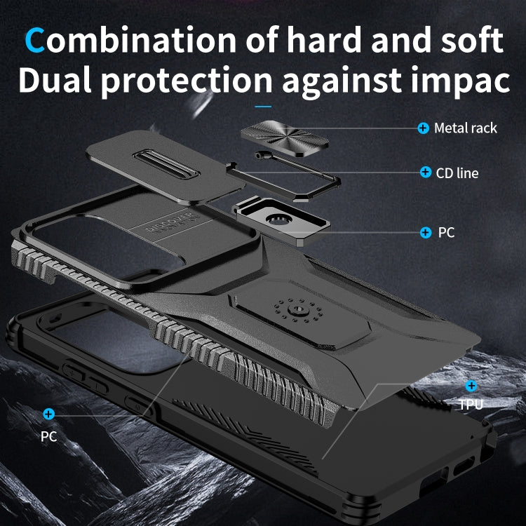 For Samsung Galaxy S25 Ultra 5G Sliding Camshield Holder Phone Case(Black) - free shipping - PMC Jewellery - Order now!