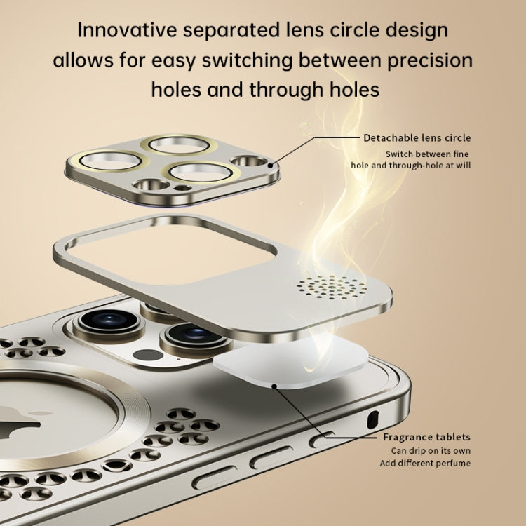 For iPhone 16 Pro Max Spring Buckle MagSafe Magnetic Metal Aromatherapy Phone Case(Silver) - free shipping - PMc TechLife - Order now!
