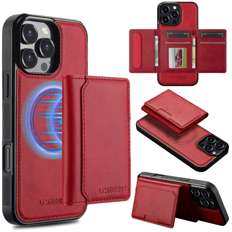 For iPhone 16 Pro Max LC.IMEEKE L5 Series Detachable RFID Card Bag Magsafe Phone Case(Red) - iPhone 16 Pro Max Cases by LC.IMEEKE | Online Shopping South Africa | PMC Jewellery | Buy Now Pay Later Mobicred