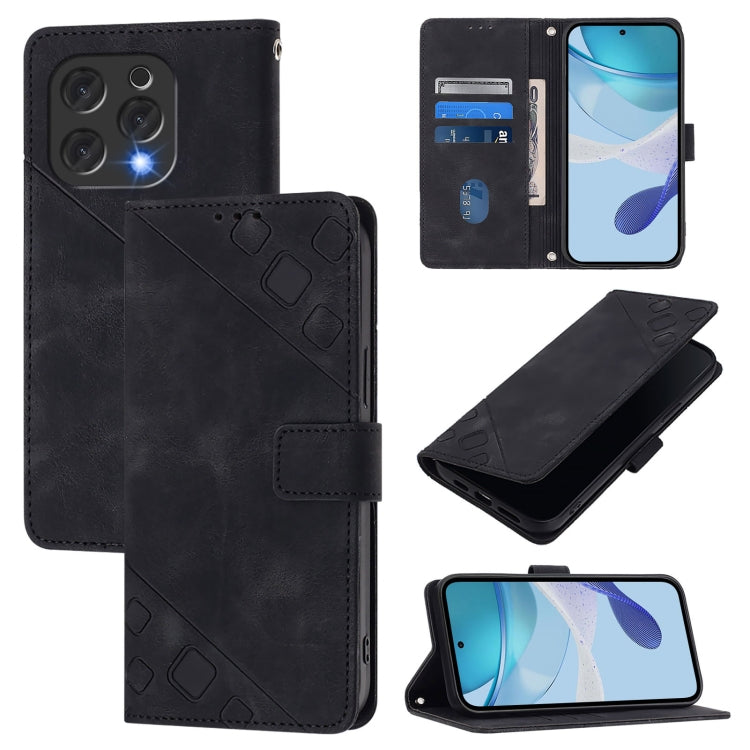 For Doogee N55 Plus Skin-feel Embossed Leather Phone Case(Black) - Doogee Cases by PMC TechLife | Online Shopping South Africa | PMC TechLife | Buy Now Pay Later Mobicred