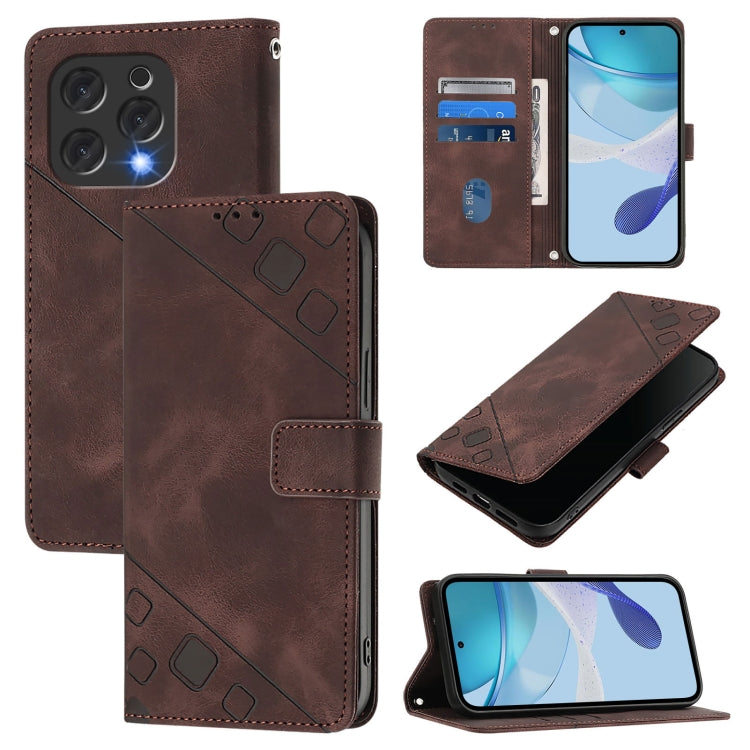 For Doogee N55 Plus Skin-feel Embossed Leather Phone Case(Brown) - Doogee Cases by PMC TechLife | Online Shopping South Africa | PMC TechLife | Buy Now Pay Later Mobicred