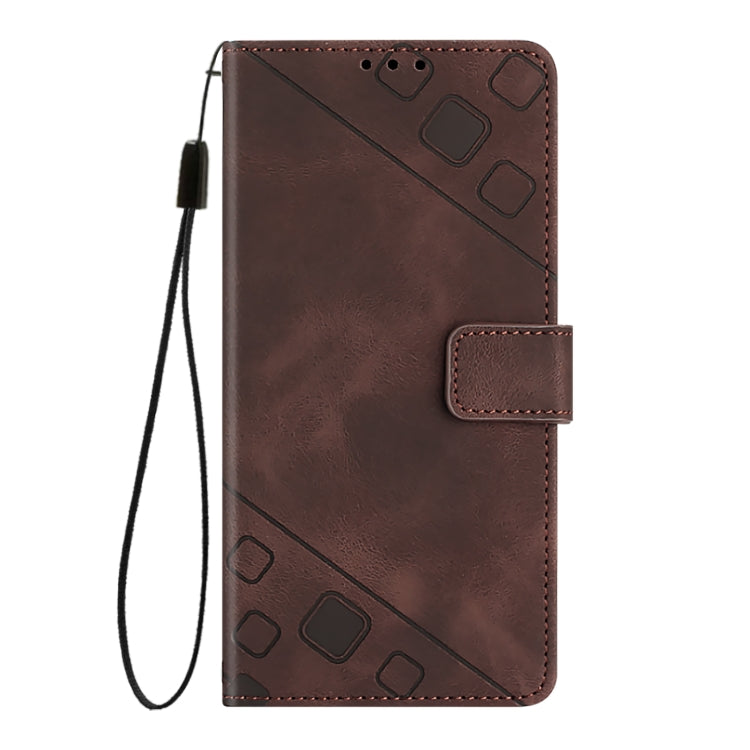 For Doogee N55 Plus Skin-feel Embossed Leather Phone Case(Brown) - Doogee Cases by PMC TechLife | Online Shopping South Africa | PMC TechLife | Buy Now Pay Later Mobicred