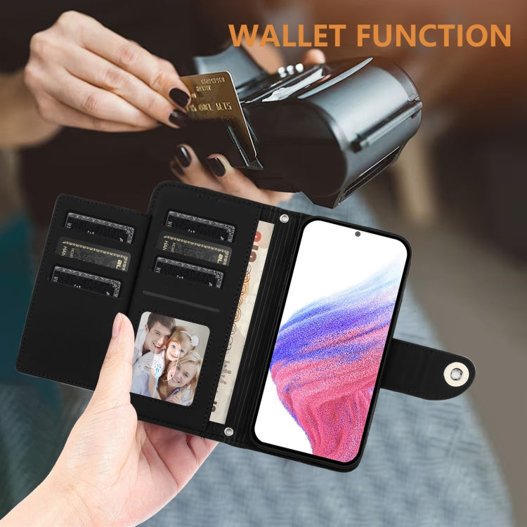 For Doogee N55 Plus Rhombic Texture Flip Leather Phone Case with Lanyard(Black) - Doogee Cases by PMC TechLife | Online Shopping South Africa | PMC TechLife | Buy Now Pay Later Mobicred