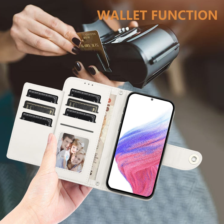 For Doogee N55 Plus Rhombic Texture Flip Leather Phone Case with Lanyard(White) - Doogee Cases by PMC TechLife | Online Shopping South Africa | PMC TechLife | Buy Now Pay Later Mobicred