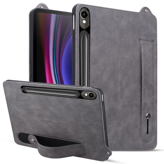 For Samsung Galaxy Tab S10 / S9 / S8 / S7 TPU Leather Back Tablet Case with Wristband(Grey) - Tab S10 Cases by PMC Jewellery | Online Shopping South Africa | PMC Jewellery | Buy Now Pay Later Mobicred