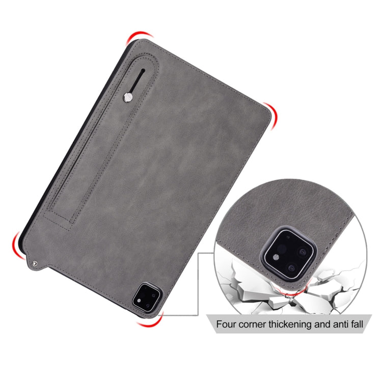 For Samsung Galaxy Tab S10 / S9 / S8 / S7 TPU Leather Back Tablet Case with Wristband(Grey) - Tab S10 Cases by PMC Jewellery | Online Shopping South Africa | PMC Jewellery | Buy Now Pay Later Mobicred