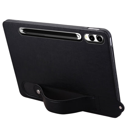 For Samsung Galaxy Tab S10+ / S9+ / S8+ TPU Leather Back Tablet Case with Wristband(Black) - Tab S10+ Cases by PMC Jewellery | Online Shopping South Africa | PMC Jewellery | Buy Now Pay Later Mobicred