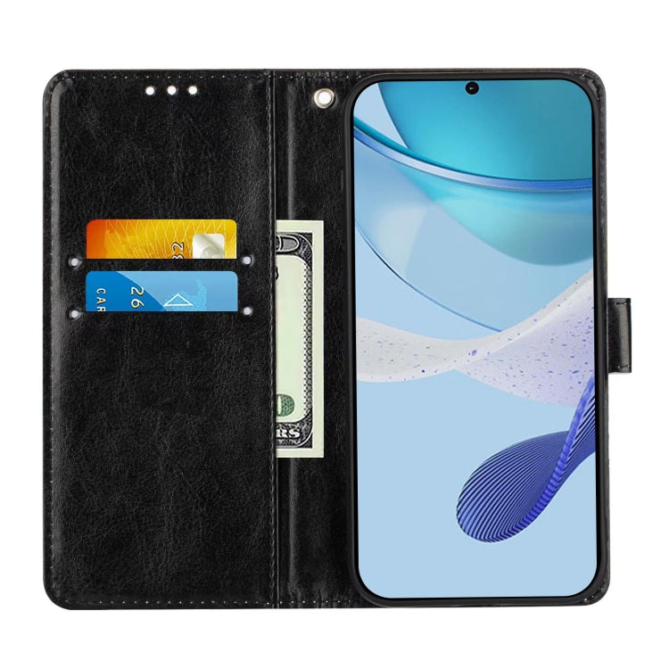 For Doogee N55 Plus Colored Drawing Pattern Plain Weave Leather Phone Case(Roses On Black) - More Brand by PMC TechLife | Online Shopping South Africa | PMC TechLife | Buy Now Pay Later Mobicred