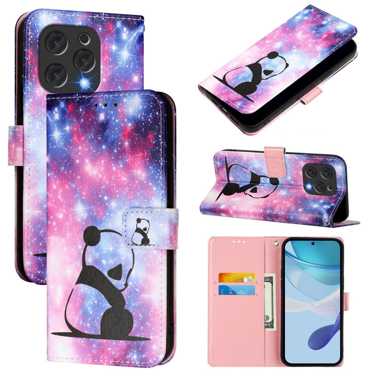 For Doogee N55 Plus Colored Drawing Pattern Plain Weave Leather Phone Case(Baby Panda) - More Brand by PMC TechLife | Online Shopping South Africa | PMC TechLife | Buy Now Pay Later Mobicred