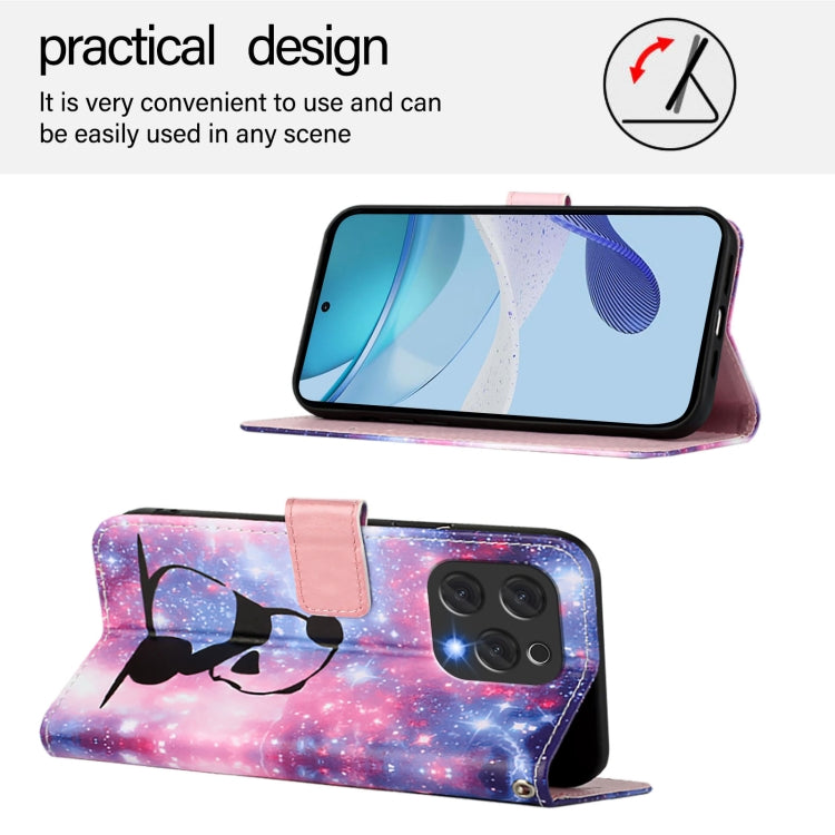 For Doogee N55 Plus Colored Drawing Pattern Plain Weave Leather Phone Case(Baby Panda) - More Brand by PMC TechLife | Online Shopping South Africa | PMC TechLife | Buy Now Pay Later Mobicred