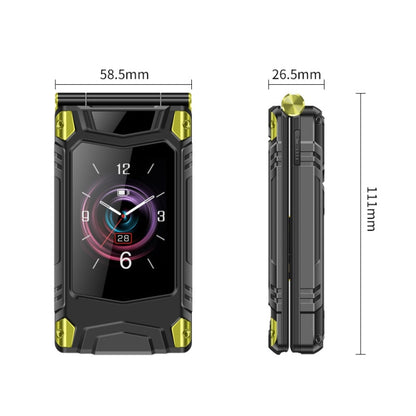 M7+ 4G Dual Screen Flip Elder Rugged Phone, 2.8 inch Inner, 2.4 inch Outer, 6800mAh Battery, 24 Keys, Flashlight, Network: 4G, Dual SIM, SOS, Plug:EU Plug(Green) - Others by PMC Jewellery | Online Shopping South Africa | PMC Jewellery | Buy Now Pay Later Mobicred