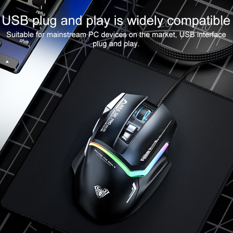 AULA S12 Pro 12800DPI Wired RGB Gaming Mouse(White) - Wired Mice by AULA | Online Shopping South Africa | PMC TechLife | Buy Now Pay Later Mobicred