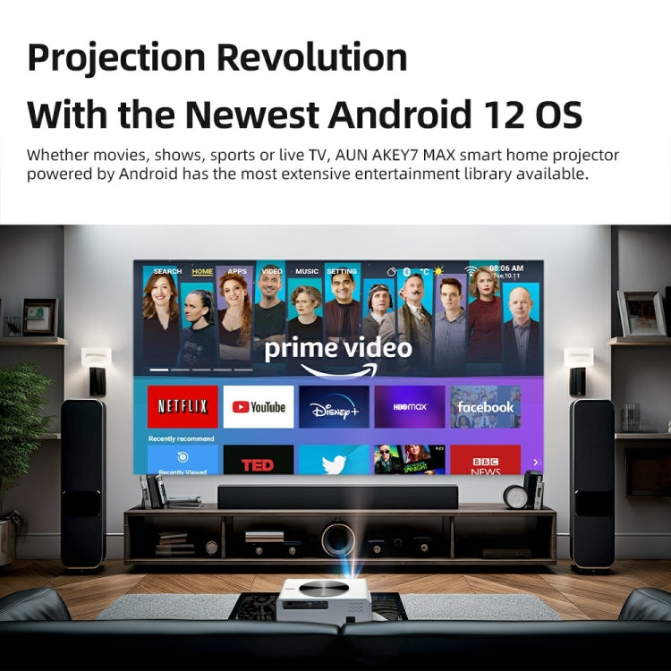 AUN AKEY7 MAX 1920x1080P HD Android LCD Projector US Plug(White) - LED Projector by AUN | Online Shopping South Africa | PMc TechLife | Buy Now Pay Later Mobicred