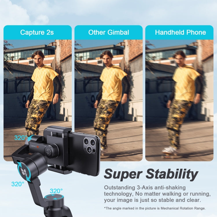 FUNSNAP Capture 2s Smart 3-Axis Handheld Gimbal Phone Live Stabilizer, Basic Version(Black) - free shipping - PMC TechLife - Order now!