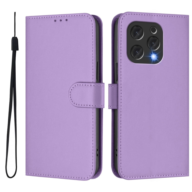 For Doogee N55 Plus Skin Feel Solid Color Leather Phone Case with Lanyard(Lavender Purple) - Doogee Cases by PMC TechLife | Online Shopping South Africa | PMC TechLife | Buy Now Pay Later Mobicred