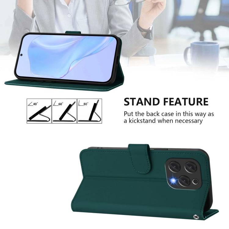 For Doogee N55 Plus Skin Feel Solid Color Leather Phone Case with Lanyard(Dark Green) - Doogee Cases by PMC TechLife | Online Shopping South Africa | PMC TechLife | Buy Now Pay Later Mobicred