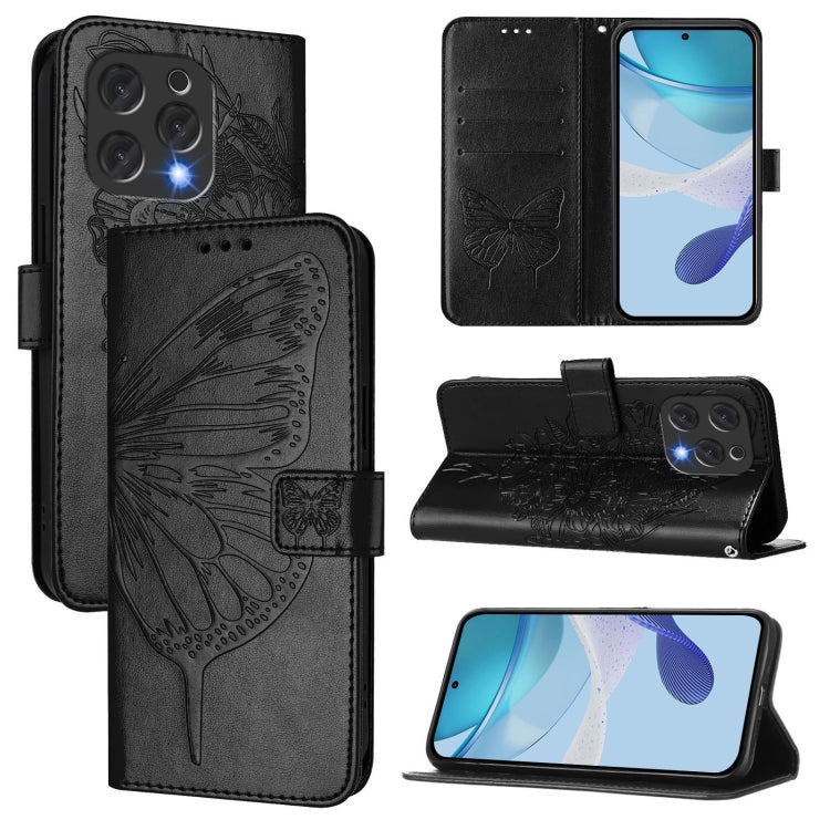 For Doogee N55 Plus Embossed Butterfly Leather Phone Case(Black) - free shipping - PMC TechLife - Order now!