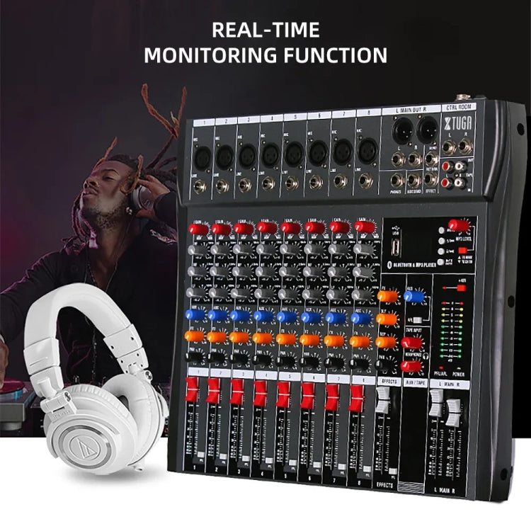 XTUGA CT80X 8-Channels Audio Mixer DJ Mixing Console with 48V Power Supply(US Plug) - Live Sound Effects Processors by XTUGA | Online Shopping South Africa | PMC TechLife | Buy Now Pay Later Mobicred