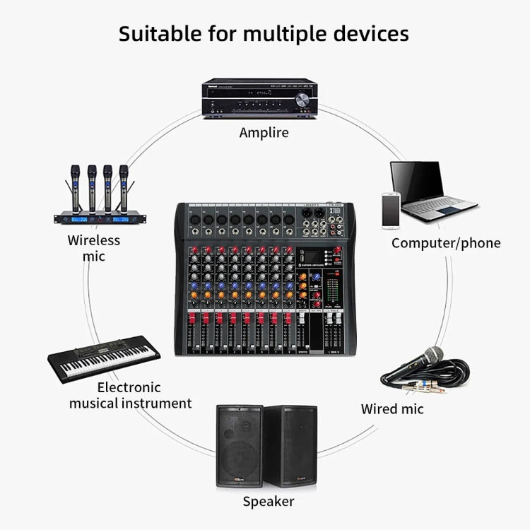 XTUGA CT80X 8-Channels Audio Mixer DJ Mixing Console with 48V Power Supply(UK Plug) - free shipping - PMC TechLife - Order now!