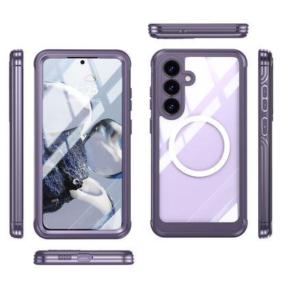 For Samsung Galaxy S25+ 5G Tempered Glass MagSafe Phone Case(Purple) - Galaxy S25+ 5G Cases by PMC Jewellery | Online Shopping South Africa | PMC Jewellery | Buy Now Pay Later Mobicred