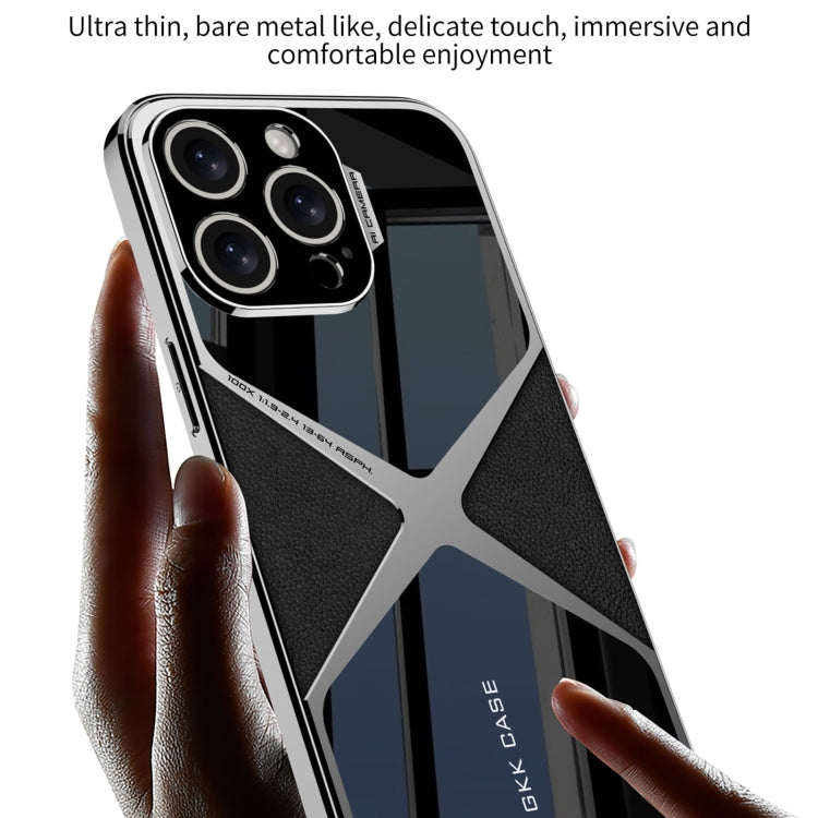 For iPhone 16 Pro Max GKK Leather Electroplating Supersonic Speed Shockproof Phone Case(White) - free shipping - PMC Jewellery - Order now!