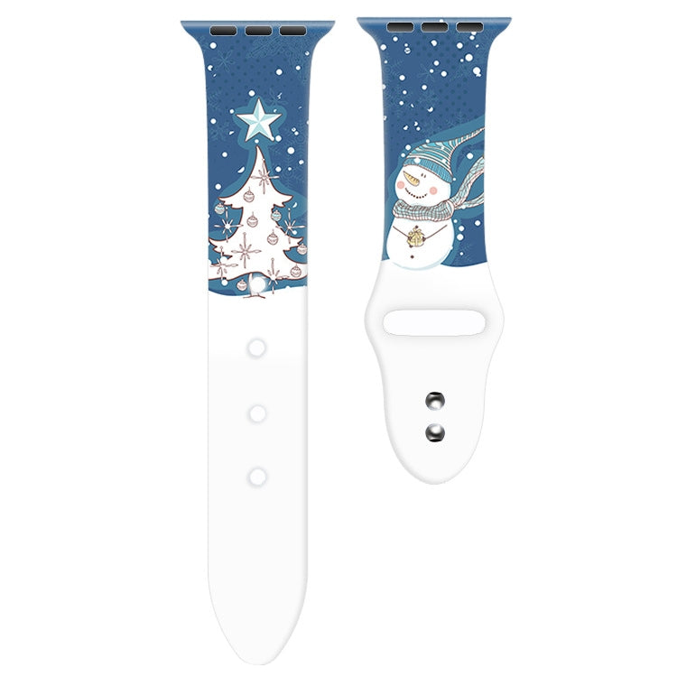 For Apple Watch 42mm / 41mm / 40mm / 38mm Christmas Pattern Silicone Watch Band(Snowman Tree) - free shipping - PMc TechLife - Order now!