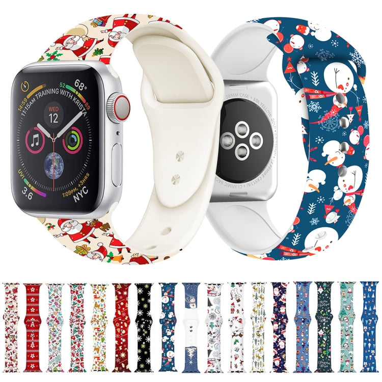 For Apple Watch 42mm / 41mm / 40mm / 38mm Christmas Pattern Silicone Watch Band(Snowman Tree) - free shipping - PMc TechLife - Order now!