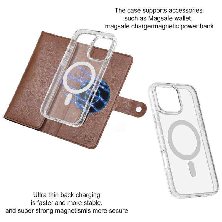 For iPhone 16 Pro Max ViLi GVS-C Series MagSafe Magnetic RFID Leather Flip Phone Case(Brown) - free shipping - PMC Jewellery - Order now!