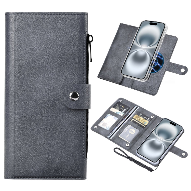 For iPhone 16 Plus ViLi GVS-C Series MagSafe Magnetic RFID Leather Flip Phone Case(Grey) - free shipping - PMC Jewellery - Order now!