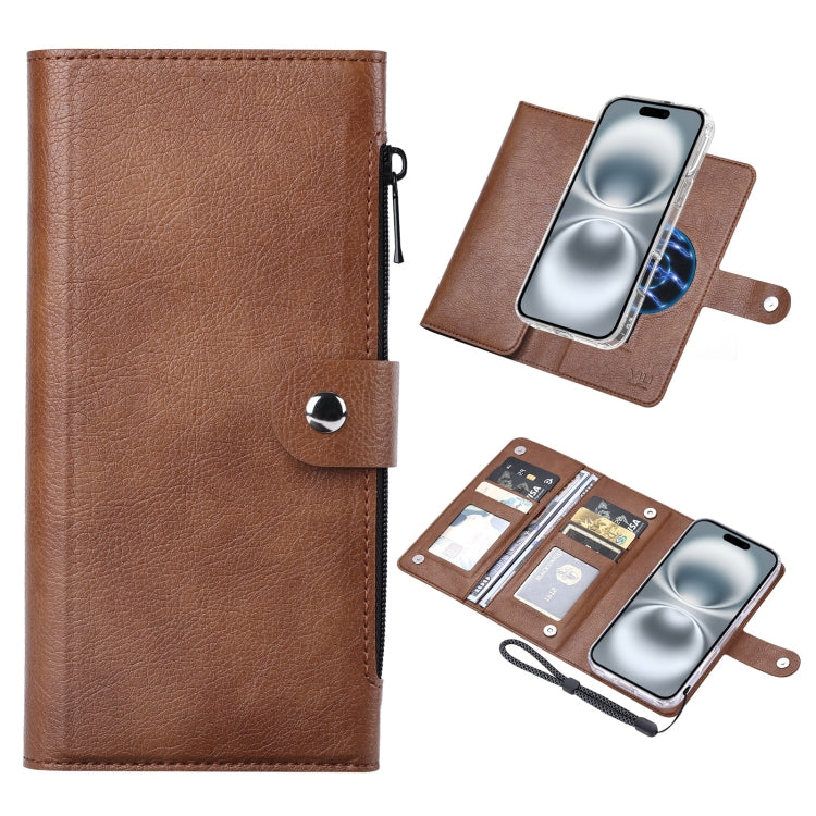 For iPhone 16 ViLi GVS-C Series MagSafe Magnetic RFID Leather Flip Phone Case(Brown) - iPhone 16 Cases by ViLi | Online Shopping South Africa | PMC Jewellery | Buy Now Pay Later Mobicred