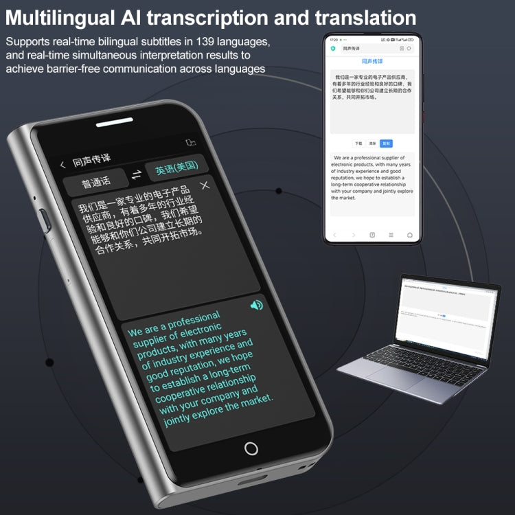 A70 5.0 inch HD Touch Screen Smart AI Translator 139 Languages with Offline Translation / Photo Translation -  by PMC TechLife | Online Shopping South Africa | PMC TechLife | Buy Now Pay Later Mobicred