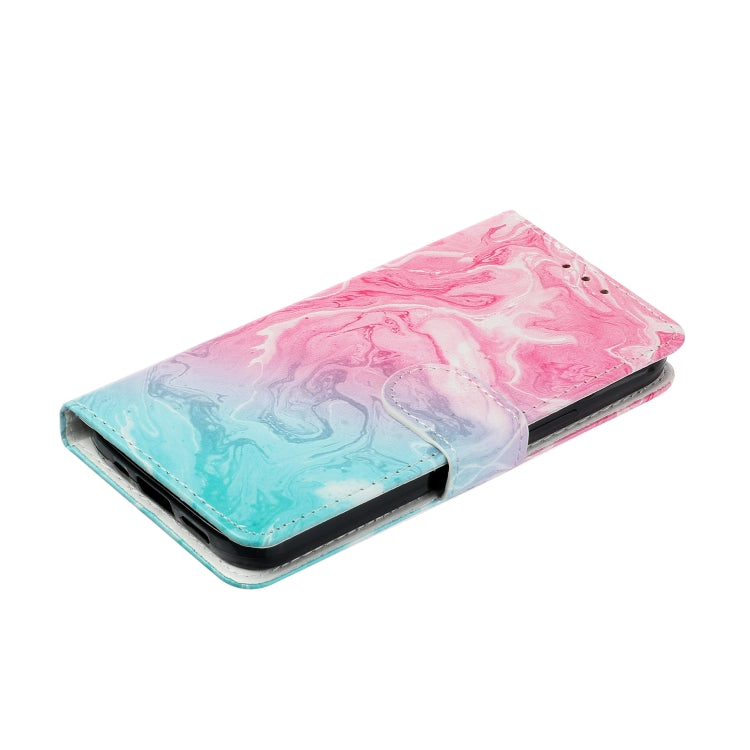 For Samsung Galaxy S25 5G Colored Drawing Marble Pattern Leather Phone Case(Pink Green Marble) - Galaxy S25 5G Cases by PMC Jewellery | Online Shopping South Africa | PMC Jewellery | Buy Now Pay Later Mobicred