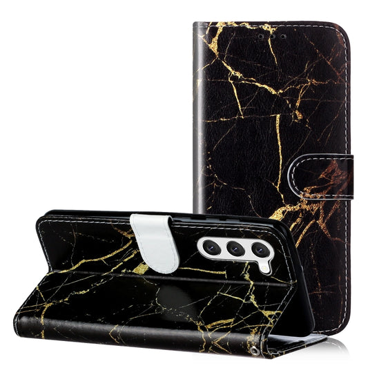 For Samsung Galaxy S25+ 5G Colored Drawing Marble Pattern Leather Phone Case(Black Gold Marble) - Galaxy S25+ 5G Cases by PMC Jewellery | Online Shopping South Africa | PMC Jewellery | Buy Now Pay Later Mobicred