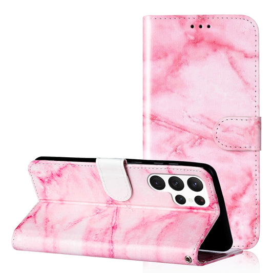 For Samsung Galaxy S25 Ultra 5G Colored Drawing Marble Pattern Leather Phone Case(Pink Marble) - Galaxy S25 Ultra 5G Cases by PMC Jewellery | Online Shopping South Africa | PMC Jewellery | Buy Now Pay Later Mobicred