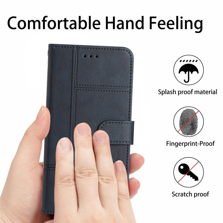 For Samsung Galaxy S25+ 5G Cowhide Texture Stitching Leather Phone Case(Dark Blue) - Galaxy S25+ 5G Cases by PMC Jewellery | Online Shopping South Africa | PMC Jewellery | Buy Now Pay Later Mobicred