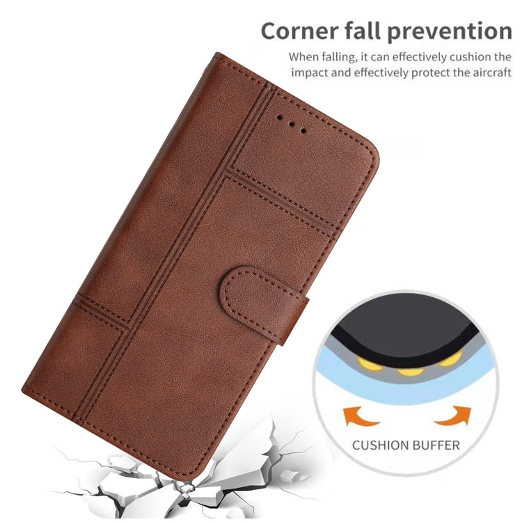 For Samsung Galaxy S25 Ultra 5G Cowhide Texture Stitching Leather Phone Case(Coffee) - free shipping - PMC Jewellery - Order now!