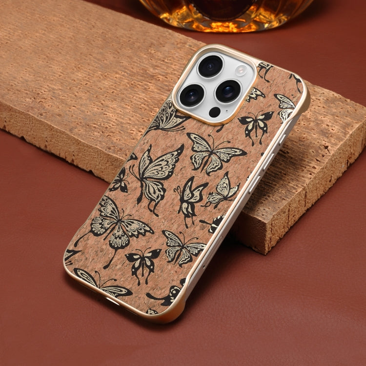 For iPhone 16 Denior A18 WoodenPaint MagSafe Phone Case(Butterflies) - iPhone 16 Cases by Denior | Online Shopping South Africa | PMC Jewellery | Buy Now Pay Later Mobicred