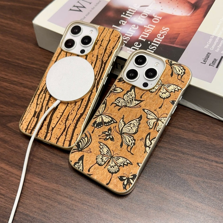 For iPhone 16 Denior A18 WoodenPaint MagSafe Phone Case(Butterflies) - iPhone 16 Cases by Denior | Online Shopping South Africa | PMC Jewellery | Buy Now Pay Later Mobicred