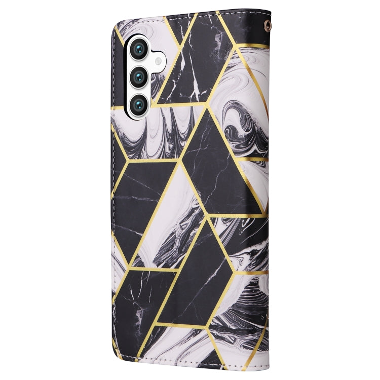 For Samsung Galaxy S25+ 5G Marble Bronzing Stitching Leather Phone Case(Black) - free shipping - PMC Jewellery - Order now!