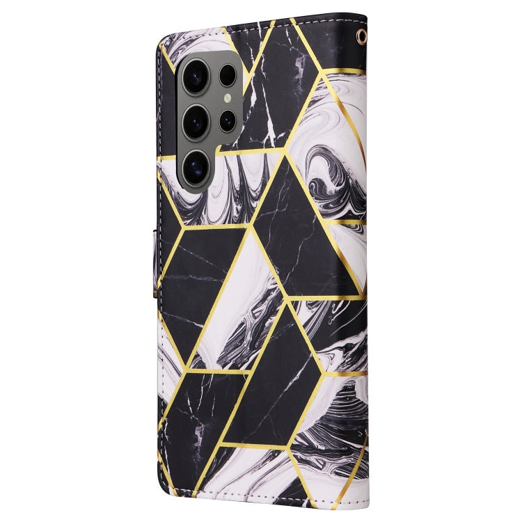 For Samsung Galaxy S25 Ultra 5G Marble Bronzing Stitching Leather Phone Case(Black) - Galaxy S25 Ultra 5G Cases by PMC Jewellery | Online Shopping South Africa | PMC Jewellery | Buy Now Pay Later Mobicred