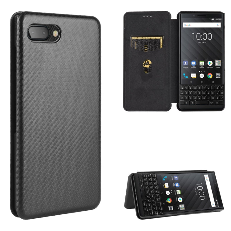 For BlackBerry KEY2 Carbon Fiber Texture Horizontal Flip TPU + PC + PU Leather Case with Card Slot(Black) - BlackBerry by PMC Jewellery | Online Shopping South Africa | PMC Jewellery