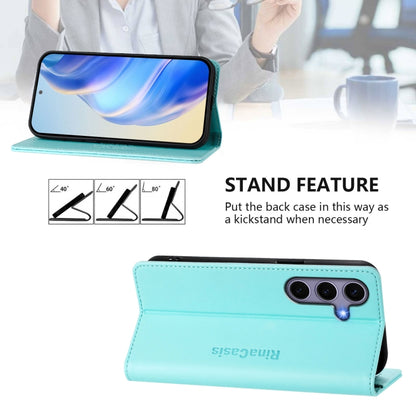 For Samsung Galaxy S24+ / S25+ 5G RC01 Dual-Folded Magnetic Suction RFID Leather Phone Case(Mint Green) - Galaxy S25+ 5G Cases by PMC Jewellery | Online Shopping South Africa | PMC Jewellery | Buy Now Pay Later Mobicred